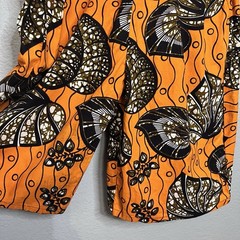 Custom Handmade African Print Orange Brown Leaf Short Sleeve Romper Jumpsuit