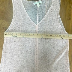 EILEEN FISHER Asymmetrical Hand-knit Linen blend Sleeveless Top XS Peach Perfect
