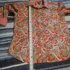 Chaps Petite M No Iron 100% Cotton Red Paisley Button Shirt Flip Stripe Cuff