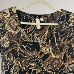 Womens Floral Faux Wrap Dress Size Medium Ruched Sleeve Summer Boho Chic