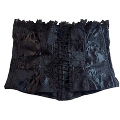 Vintage Empire Intimates Black Floral Brocade Corset Size 46 Whimsical Fairy Y2K