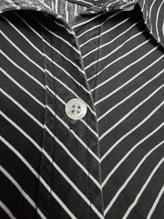 Chaps Women’s Petite P/XL Black/White Striped Cotton Woven Button-Up Shirt