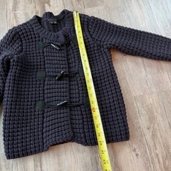 Theory Navy Wool Cashmere Chunky Waffle Knit Toggle Cardigan Women’s S/P