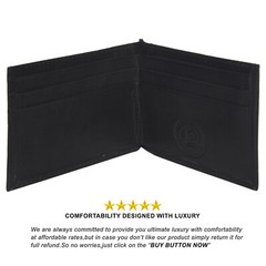 Leatherboss Genuine Leather Outside ID Slot Credit Card Men Bifold Wallet, Black