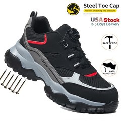 Work Safety Shoes For Men Breathable Work Sneakers Steel Toe Shoes Anti-puncture