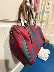 Pre-Owned Jeffrey Banks Striped Purse Bag Handbag L12″ W9″ H8″ Great Condition