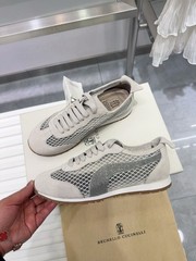 Brunello New Cucinelli Genuine Leather Mesh Comfortable Running Casual Shoes
