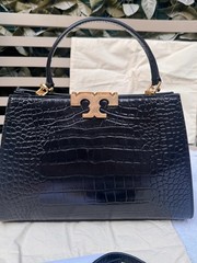Tory Burch Eleanor Croc-Embossed Satchel NWT MSRP US $950 Black Dustbag