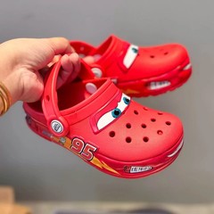 Kids Crocs Lightning McQueen Red Light Up Clogs Slip On Shoes Comfort