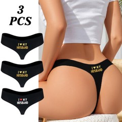 Varsbab Plus Thong I Love My Husband Printed Women’s Underwear 3-Piece Set