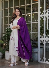 Women’ s Viscose Rayon Embroidery Kurta with Pant & Dupatta