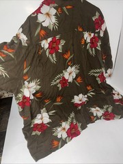 GEORGE Hawaiian Shirt Men’s 3XL- Sh. Sleeve Camp RAYON Brown w/ floral D2 54-56