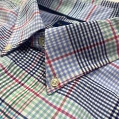 Polo Ralph Lauren Classic Fit Plaid Performance Shirt Nylon Poly Pink Blue Large