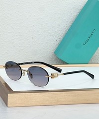TIFFANY & CO Sunglasses Rimless Oval Gold Frame HardWear Motif Made In Italy