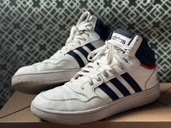 adidas Hoops 3.0 Mid Men’s Lace-Up Sneakers White/Navy/Red GY5543 2021