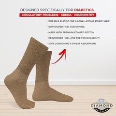 5~20 Dozens Wholesale Men Women Diabetic Crew Socks Khaki Size 9-11 10-13 13-15