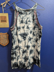 Torrid High Neck Embroidered Tie Dye Tank Sz 00 M/L Western 4th of July Hippie