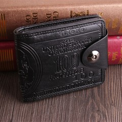 Men’s US 100 Dollar Bill Leather Bifold Card Photo Holder Wallet Handbag Purse