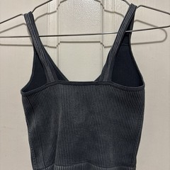 Bella Seamless Women’s Gray Ribbed Knit Seamless V-Neck Wide Strap Tank S