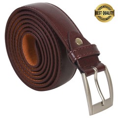 Leatherboss Genuine Leather Men Big and Tall Dress Belt Set of 2 (Black & Brown)