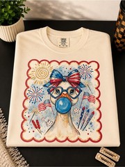 Comfort Colors Cream Tee with Patriotic Duck Graphic