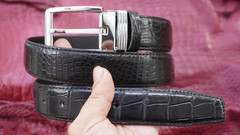 W 1.5 inch Black Genuine CROCODILE Belly LEATHER Skin Men’s Belt #Y40
