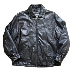 Wilsons Leather Pelle Studio Men Black Leather Bomber Jacket Coat Medium Vintage
