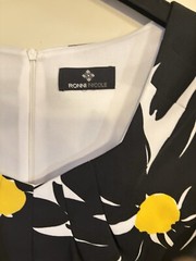 Women’s Size 12 White W/Black Yellow Floral Sheath Dress Sleeveless Ronni Nicole