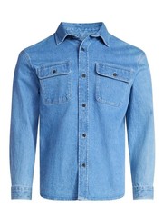 Free Assembly Men’s Heavyweight Denim Overshirt with Long Sleeves