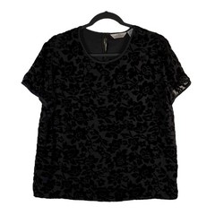 Vintage AKA Eddie Bauer Burnout Velvet Blouse Top Black Silk Blend Large NWOT