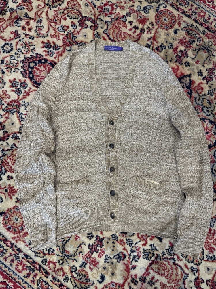 Ralph Lauren Purple Label Men’s Silk & Linen Cardigan Tan Blend