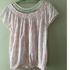 Mudd Baby Doll Shirt with Embroidered Collar and Elasticized waist Size XL