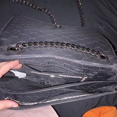 ALDO Women’s Gray Black Snake Print Shoulder Bag Clutch, Chain Strap Snap