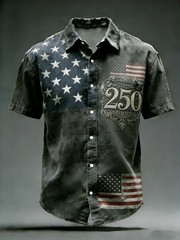 4th of July 250th Anniversary USA Flag Hawaiian Shirt