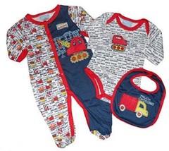Duck Duck Goose “Truck Crossing” Bodysuit 3 Piece Set Baby Boy’s Infant NWT