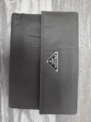 PRADA TESSUTO Wallet Logo Plate Black Nylon Tri-fold Purse Authentic