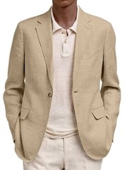 Men’s Linen Blazer Slim Fit One Button Casual Summer Sport Coat Suit Jacket