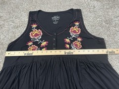 Torrid Babydoll Embroidered Black Tank Floral Design Size 3XL Soft Knit #0213