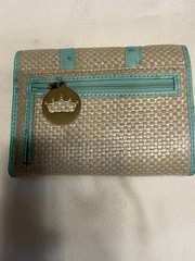 Elaine Turner Turquoise Ostrich Leather/StrawWallet New Without Tags