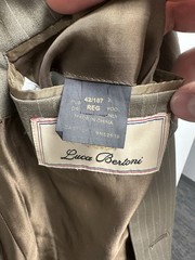 Luca Bertoni 42R 100% Wool Pinstripe Sport Coat Blazer Taupe Brown EU Made