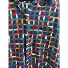 VTG Haupt Mens Geometric Multicolor Shirt Made in Germany Size 42 L 16.5