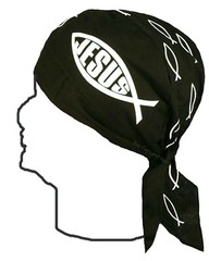 Christian Doo Rag Motorcycle Skull Cap Religious Chemo Bandana Cover Fish Symbol