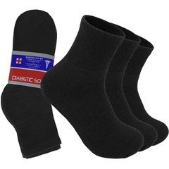 3 Pairs Diabetic Ankle Circulatory Socks Health Cotton Mens Black Gray White