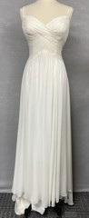 Wedding Dress Women’s 12 Spaghetti Strap Ivory Train Chiffon Flowy Whimsy READ