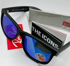 Ray-Ban Justin RB4165 622/55 Rubber Black Blue Mirror Polarized Sunglasses 54 mm