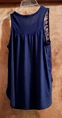 Rewind Ladies’ Sleeveless Top/Blouse, Size S, Navy, Rayon/Poly/Spandex, Burnout