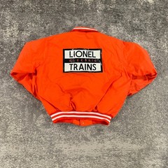 Vintage Lionel Trains Bomber Jacket Mens XL Orange Quilt Lined 80s Made In USA