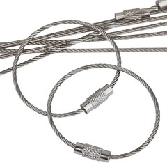 10× Stainless Steel Wire Keychains Cable Key Rings Loop Screw Lock Outdoor 6″ US