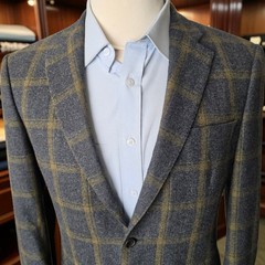 Richard James Savile Row Blazer 40r Full Canvas Gray Checked Flannel