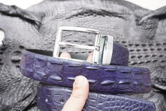 W 1.5 inch – Blue Genuine CROCODILE Hornback LEATHER Skin Men’s Belt #D34
